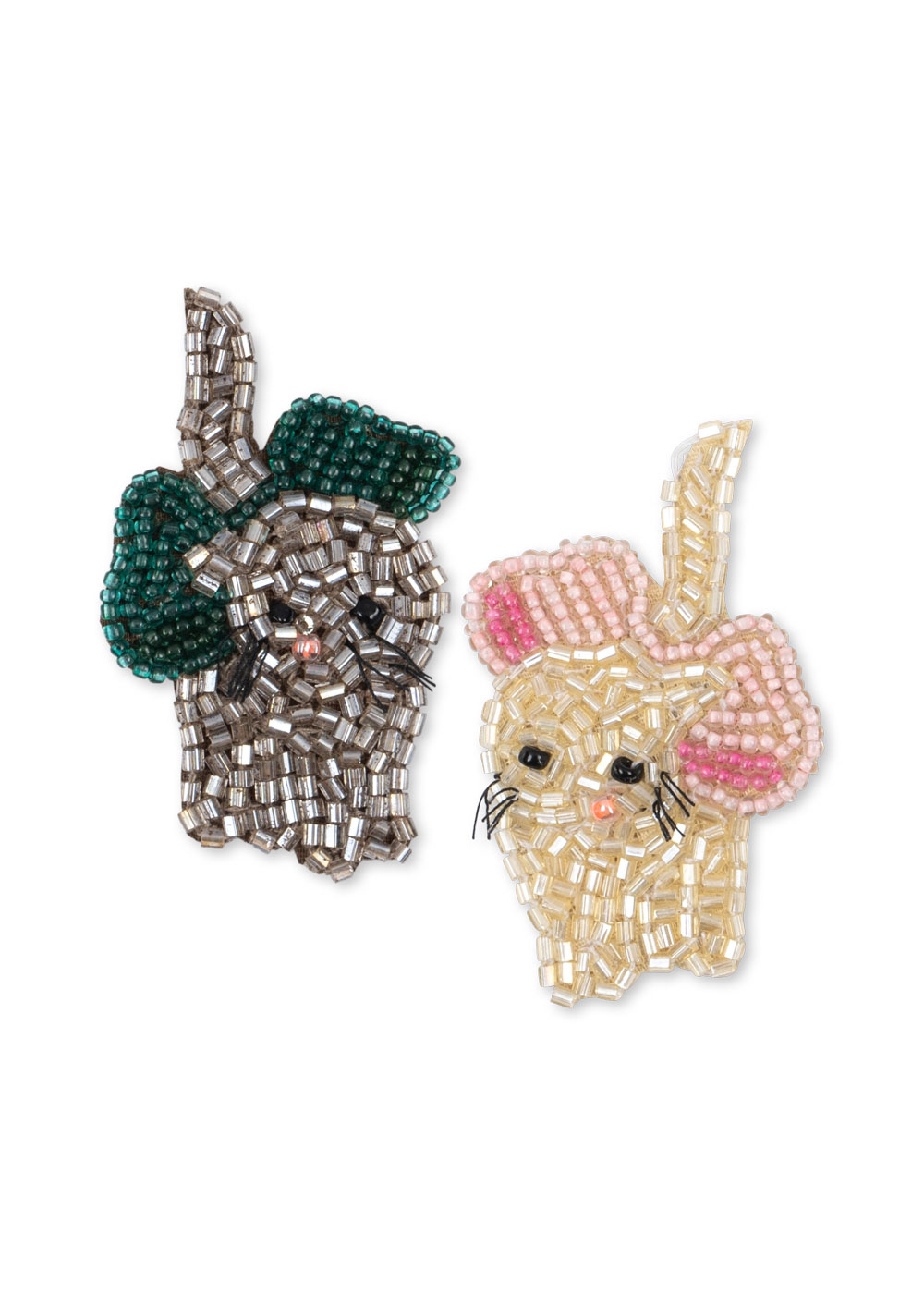 Konges Slojd 2 pack Bow Kitty Beaded Hair Clip