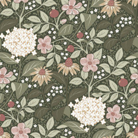Robin Pieterse floral wallpaper summer's bloom green
