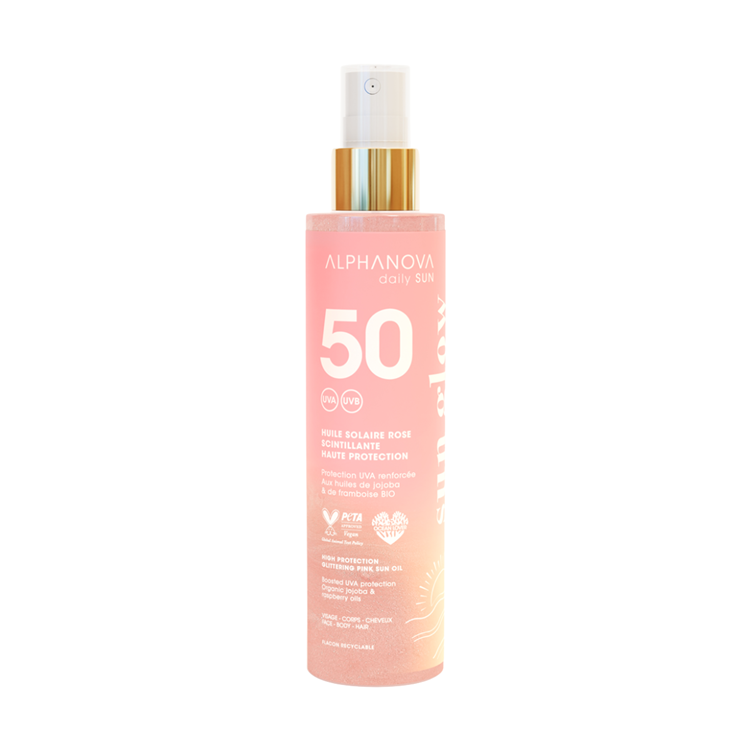 Alphanova Daily Sun - Glittering Pink Sun Oil Spf50 Sun Glow 125ml
