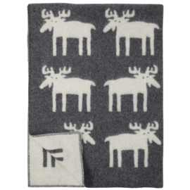 Klippan Moose grey/white, 100% woven woollen blanket