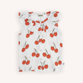 CarlijnQ cherry blouse big collar no sleeve