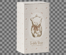 Maileg Metal ornament, Teddy bear - Off white/Rose