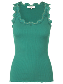 Rosemunde Babette iconic silk top with lace eucalyptus