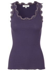 Rosemunde Babette iconic silk top with lace purple velvet