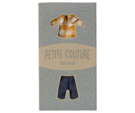Maileg Yellow checked shirt and pants, Dad mouse