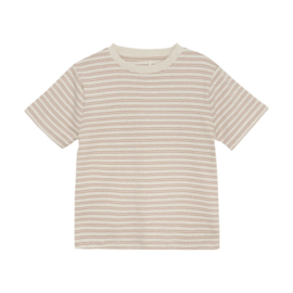 Huttelihut t-shirt ss striped rib mahogany rose