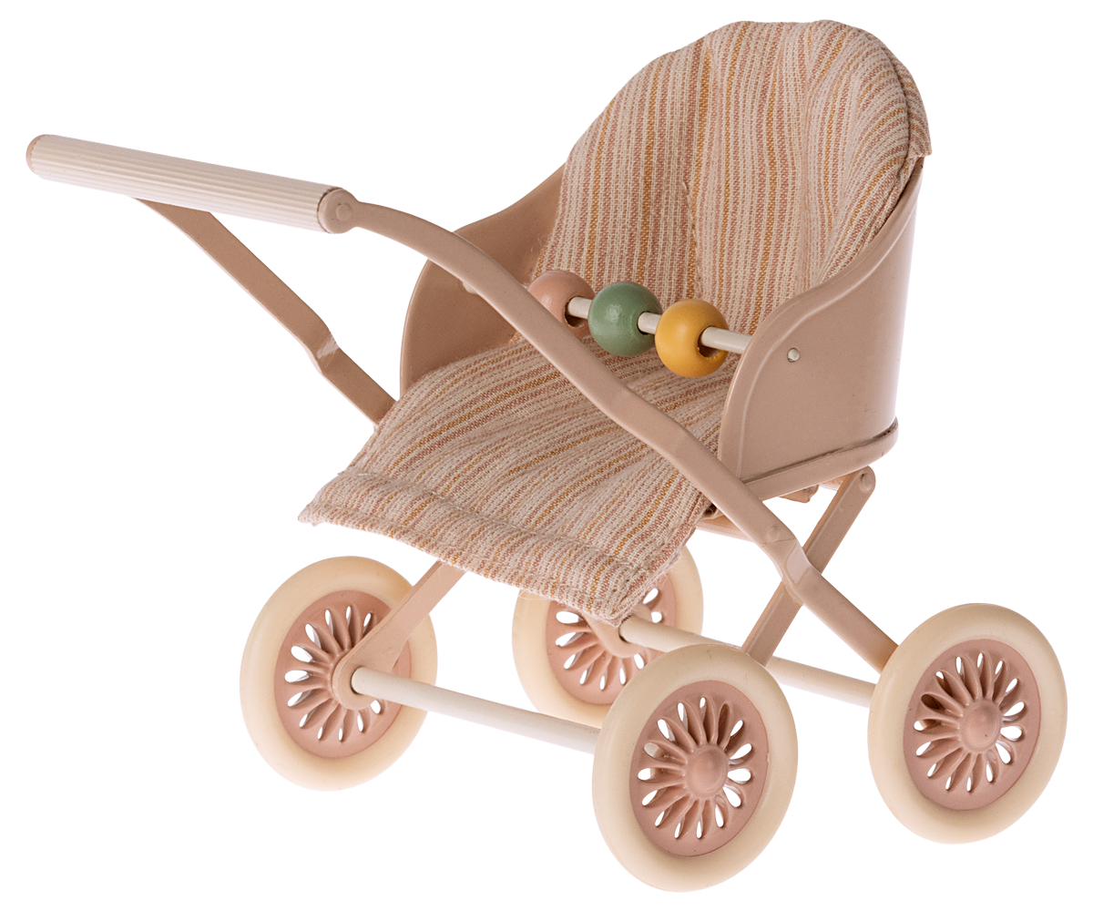 Maileg Stroller baby mouse rose