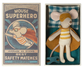 Maileg Super hero mouse, Little brother in matchbox