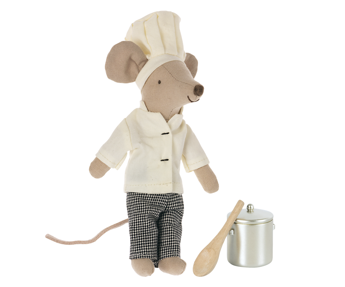 Maileg Chef mouse with soup pot and spoon big brother