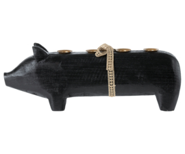 Maileg Wooden pig, Large - Black