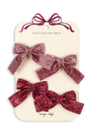 Konges Slojd 4 pack Glitter Bow Hair Clips, Pink Mix