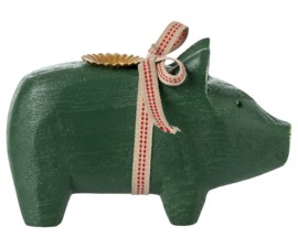Maileg pig candle holder small - dark green