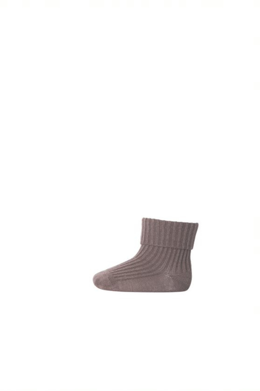 MP Denmark- cotton rib baby socks brown sienna
