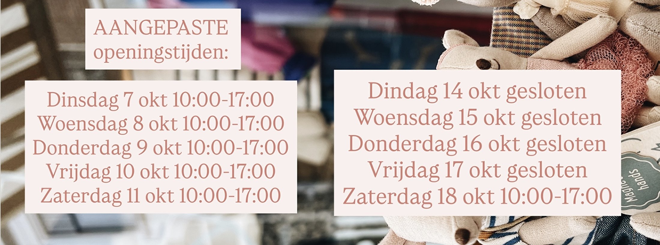 aangepaste openingstijden
