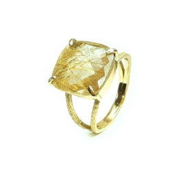 Ring in 18kt geel goud met rutile quartz