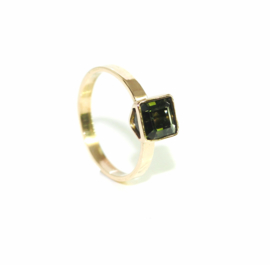 Ring in 18kt geel goud met een octagon (1,27ct) toermalijn