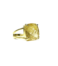 Ring in 18kt geel goud met rutile quartz