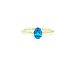 verlovingsring in 18kt geel goud met een london blue topaz