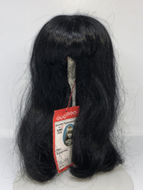 Glorex poppen pruik kunsthaar omtrek 28 à 29  cm, zwart.