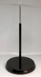 Vintage Glorex poppenstandaard rond hout + metaal voor een tot 31 tot 56 cm lange pop  .