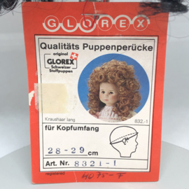 Glorex poppen pruik kunsthaar omtrek 28 à 29  cm, zwart.