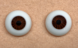 Poppenogen glas halfrond flatback voor o.a. reborn 20 mm bruin