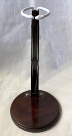 Vintage poppenstandaard rond hout + metaal voor een tot 30 tot 40 cm lange pop  .