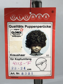 Glorex poppen pruik kunsthaar omtrek 23 tot 24 cm, zwart.