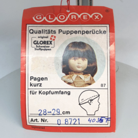 Glorex  poppen pruik kunsthaar omtrek 28 tot 29 cm, zwart.