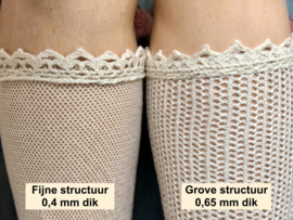 Poppensokjes sokken kousen kuitomtrek 19 cm voor antieke pop 100% katoen, dunne fijne structuur.