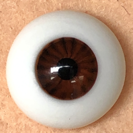 Poppenogen glas halfrond flatback voor o.a. reborn 20 mm bruin