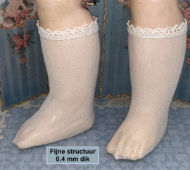 Poppensokjes sokken kousen voor antieke pop 100% katoen, dunne fijne structuur.