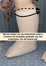 Poppensokjes sokken kousen kuitomtrek 15 cm voor antieke pop 100% katoen, dunne fijne structuur.