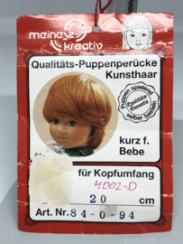 Meinesz  poppen pruik kunsthaar omtrek 20 cm, lichtbruin.