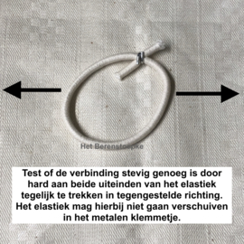 Tang om dikke maten elastiek vanaf 4 mm doorsnede aan elkaar te klemmen, mèt klemmetjes