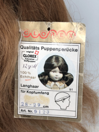 Glorex poppen pruik echt mensenhaar omtrek 28 - 29  cm, warm midden blond .