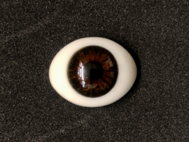 Glasogen  - glazen ogen - paperweight poppenogen ovaal donker bruin.
