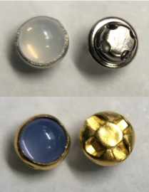 Mini gekleurde bolle poppenknoopjes cabochon  in metaal 4 mm doorsnede in 19 kleuren