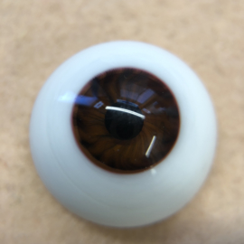 Poppenogen glas halfrond flatback voor o.a. reborn 20 mm donker bruin