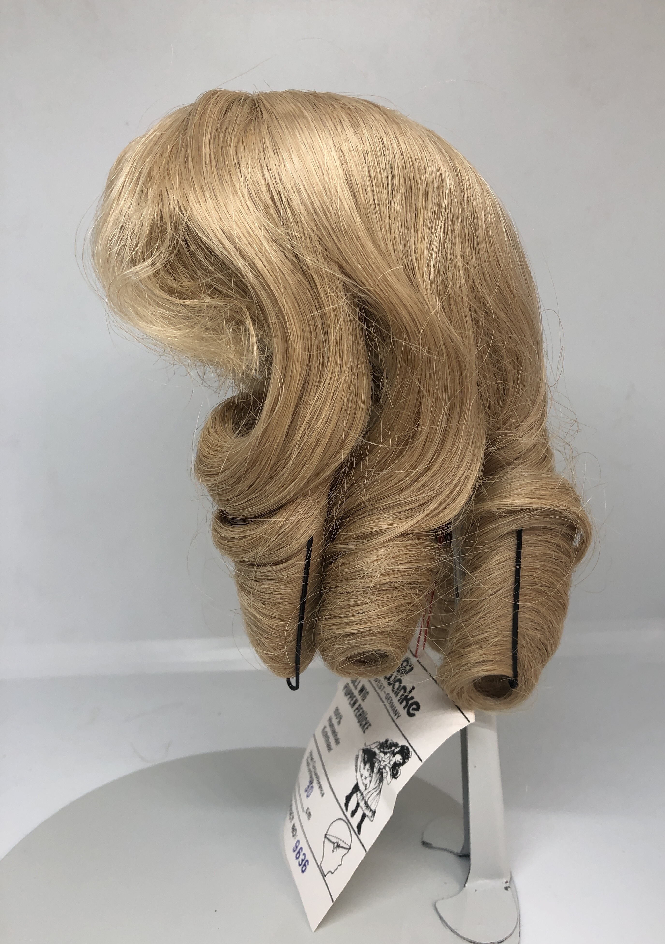 Wanke poppen pruik echt mensenhaar omtrek 30  cm, blond