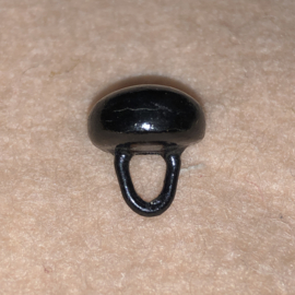 Franse zwarte glanzende schoenknopen 10 mm, oude voorraad.