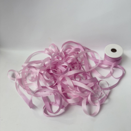 Lint 7 mm 100 % echte meerkleurige zijde, babyroze en lila tinten per 2 meter.