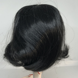 Glorex  poppen pruik kunsthaar omtrek 28 tot 29 cm, zwart.