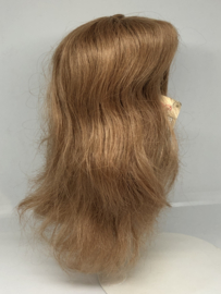 Glorex poppen pruik echt mensenhaar omtrek 28 - 29  cm, warm midden blond .