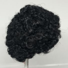 Glorex poppen pruik kunsthaar omtrek 23 tot 24 cm, zwart.