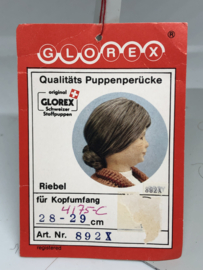 Glorex poppen pruik kunsthaar omtrek 28 tot 29  cm, licht bruin.