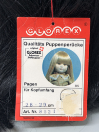 Glorex poppen pruik kunsthaar omtrek 28 à 29  cm, zwart.