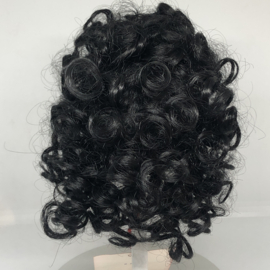 Glorex poppen pruik kunsthaar omtrek 28 à 29  cm, zwart.