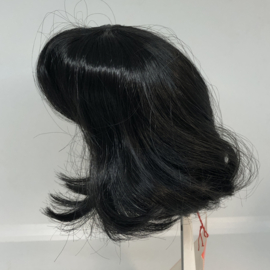 Glorex  poppen pruik kunsthaar omtrek 28 tot 29 cm, zwart.