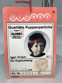 Glorex poppen pruik kunsthaar omtrek 28 à 29 cm, licht bruin.